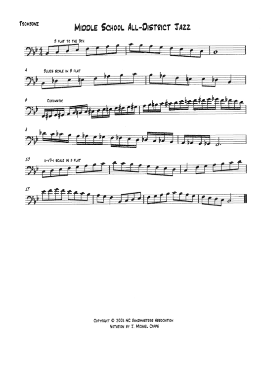 Trombone Middle School All District Jazz Printable pdf