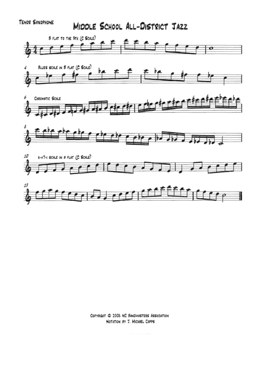 Tenor Sax Middle School All District Jazz Printable pdf
