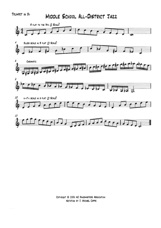 Trumpet Middle School All District Jazz Printable pdf