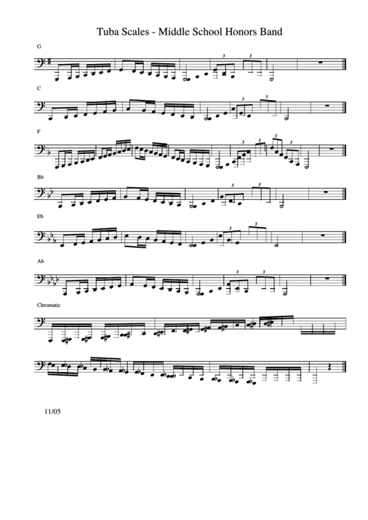 Tuba Middle School Honors Band Printable pdf