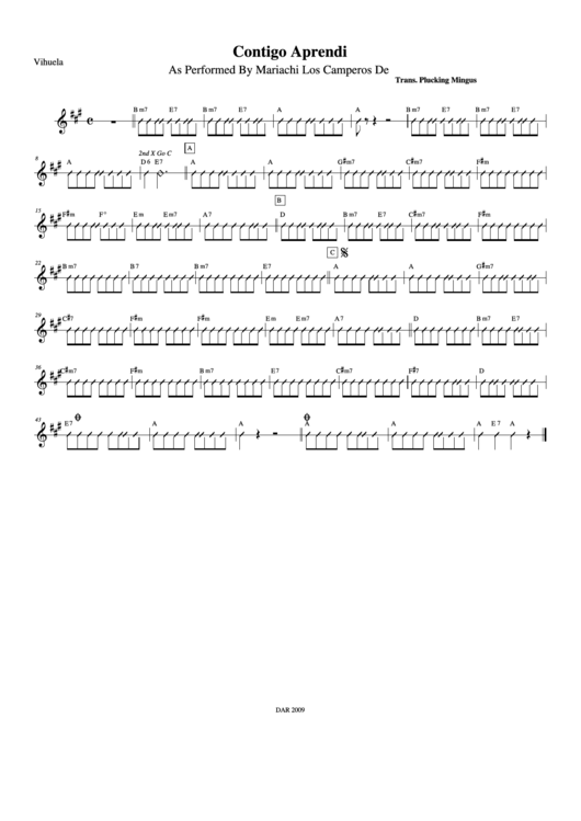 Contigo Aprendi As Performed By Mariachi Los Camperos De Pr Printable pdf