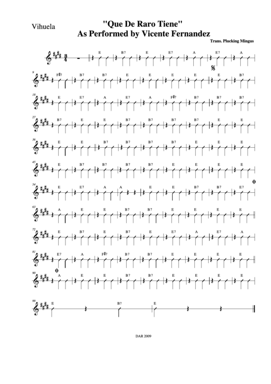 Que De Raro Tiene As Performed By Vicente Fernandez Vihuela Printable pdf