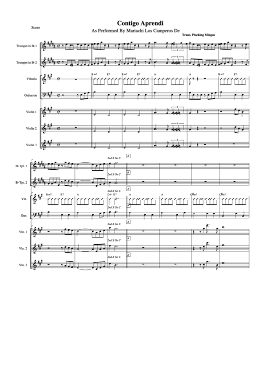 Contigo Aprendi As Performed By Mariachi Los Camperos De Pr Score Printable pdf