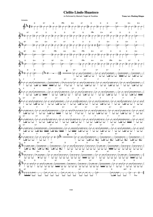 Cielito Lindo Huasteco As Performed By Mariachi Vargas De Tecalitlan Armonia Printable pdf
