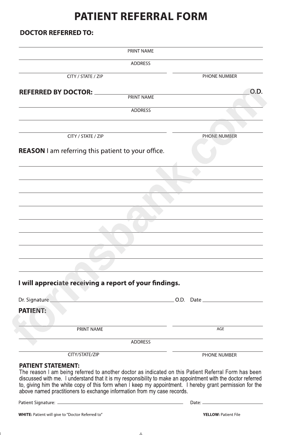 Printable Blank Referral Form 6871