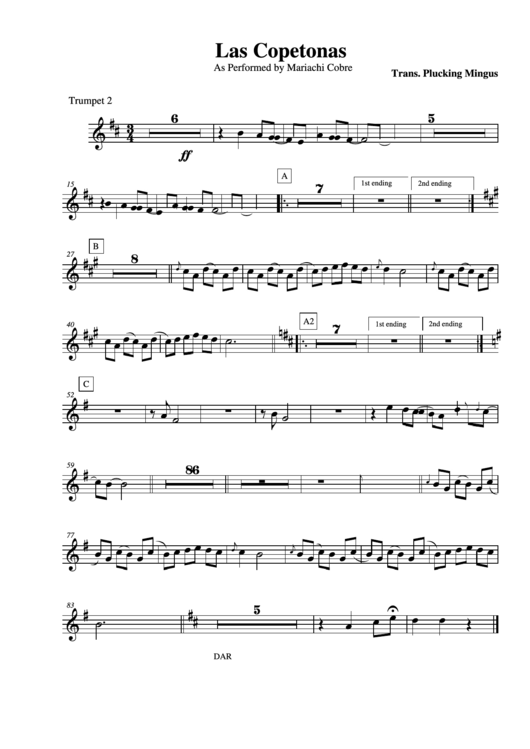 Las Copetonas As Performed By Mariachi Cobre Trumpet 2 Printable pdf