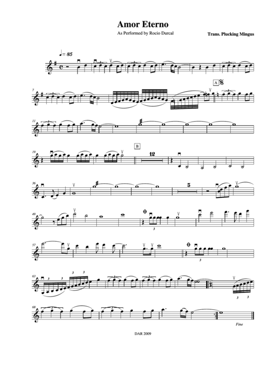Amor Eterno As Performed By Rocio Durcal printable pdf download