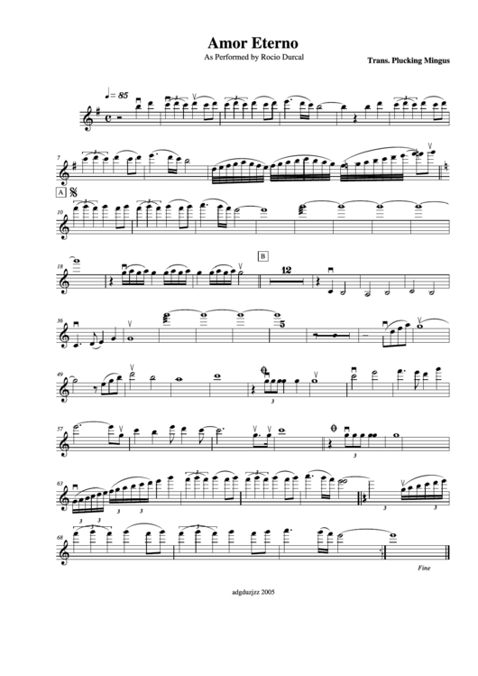 Amor Eterno As Performed By Rocio Durcal printable pdf download
