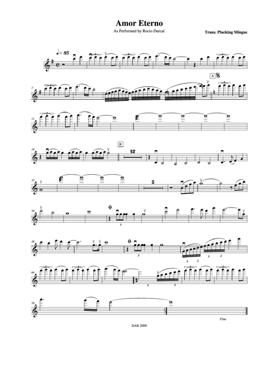 Amor Eterno As Performed By Rocio Durcal printable pdf download