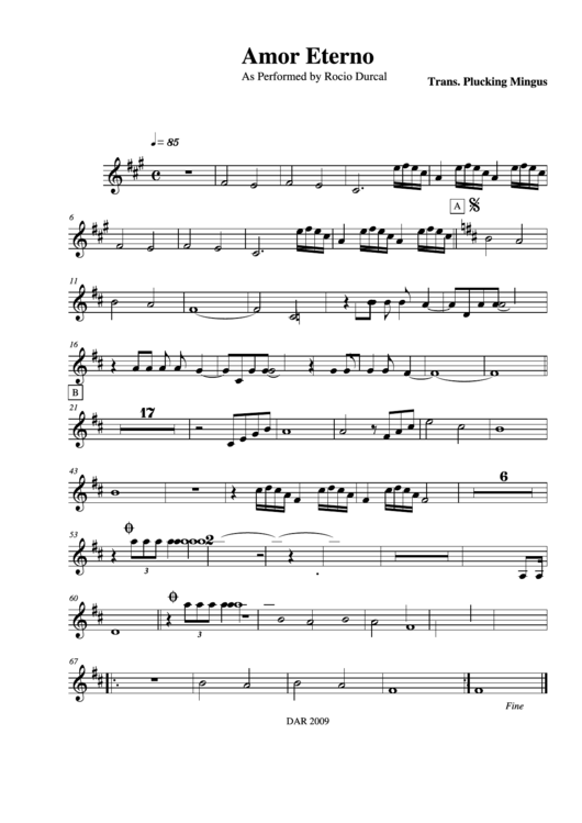 Amor Eterno As Performed By Rocio Durcal printable pdf download
