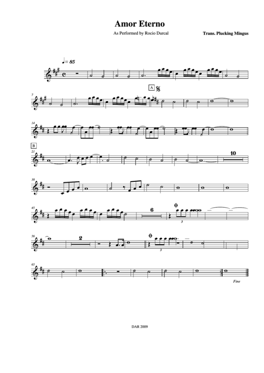 Amor Eterno As Performed By Rocio Durcal printable pdf download