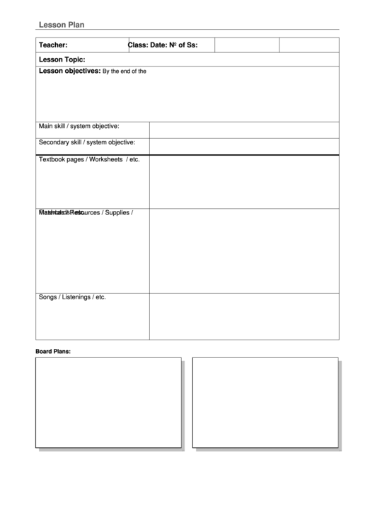 Lesson Plan Template Printable pdf