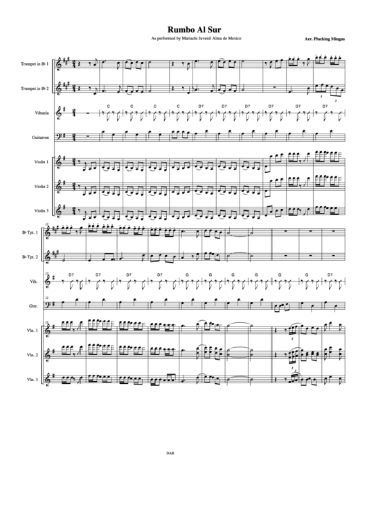 Rumbo Al Sur As Performed By Mariachi Juvenil Alma De Mexico Score Printable pdf