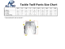 All Pro Tackle Twill Pants Size Chart