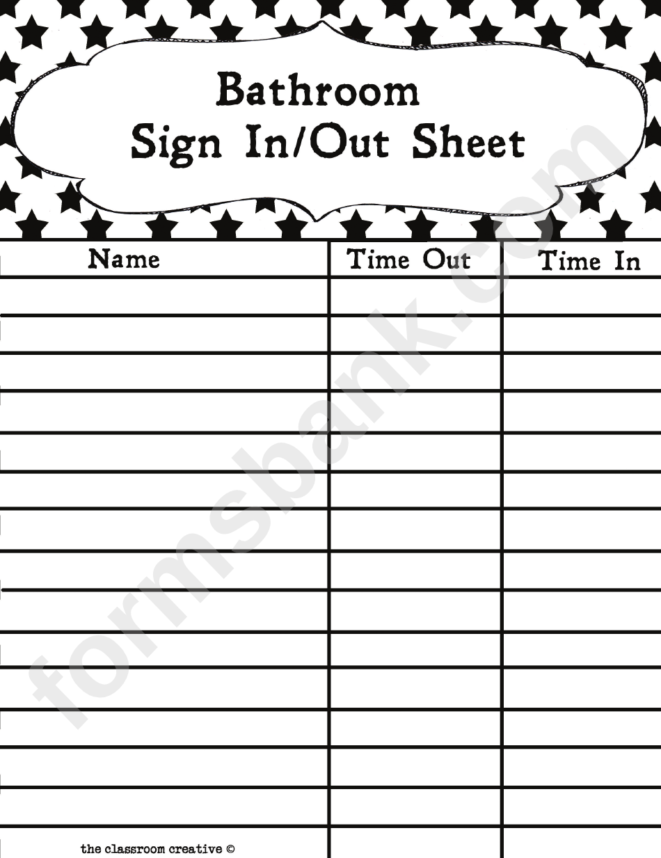 Bathroom Sign Out Sheet Here Printable Pdf Download