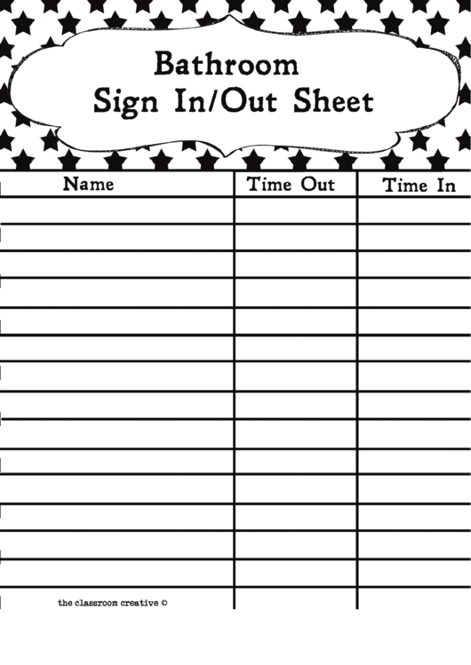 Bathroom Sign Out Sheet Here Printable pdf