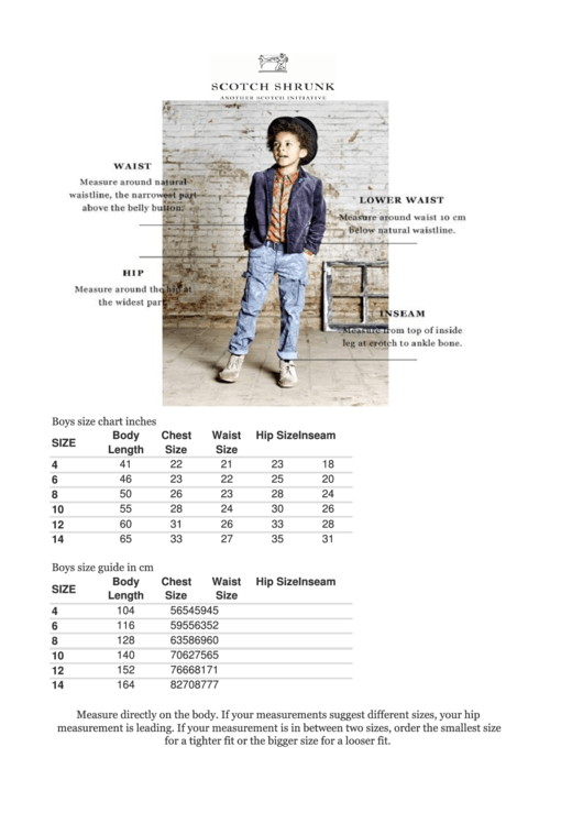 Scotch Shrunk Boys Size Chart Printable pdf