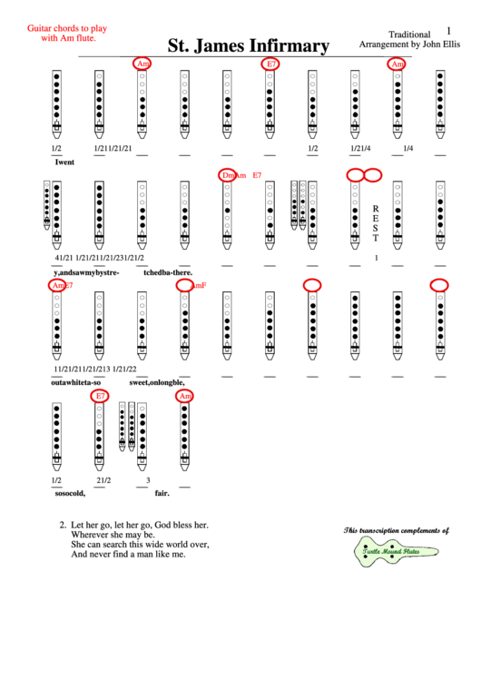 St James Infirmary Printable pdf