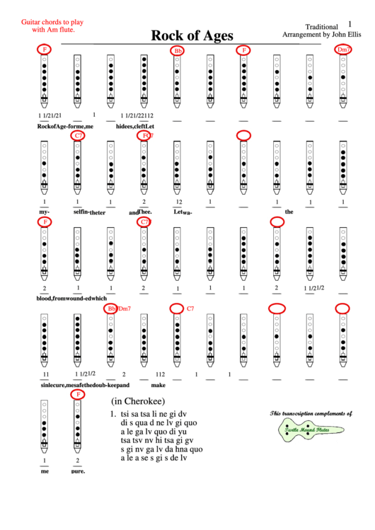 Rock Of Ages - Arrangement By John Ellis (Flute Fingering Chart) Printable pdf