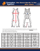 Champion System Elite Women-specific Tri Suit Size Chart