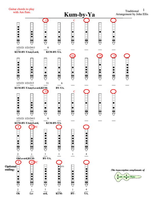 Kum-By-Ya (Traditional Arrangement By John Ellis) Printable pdf