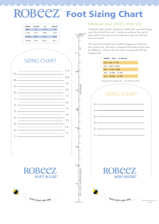 Robeez Foot Sizing Chart Printable pdf