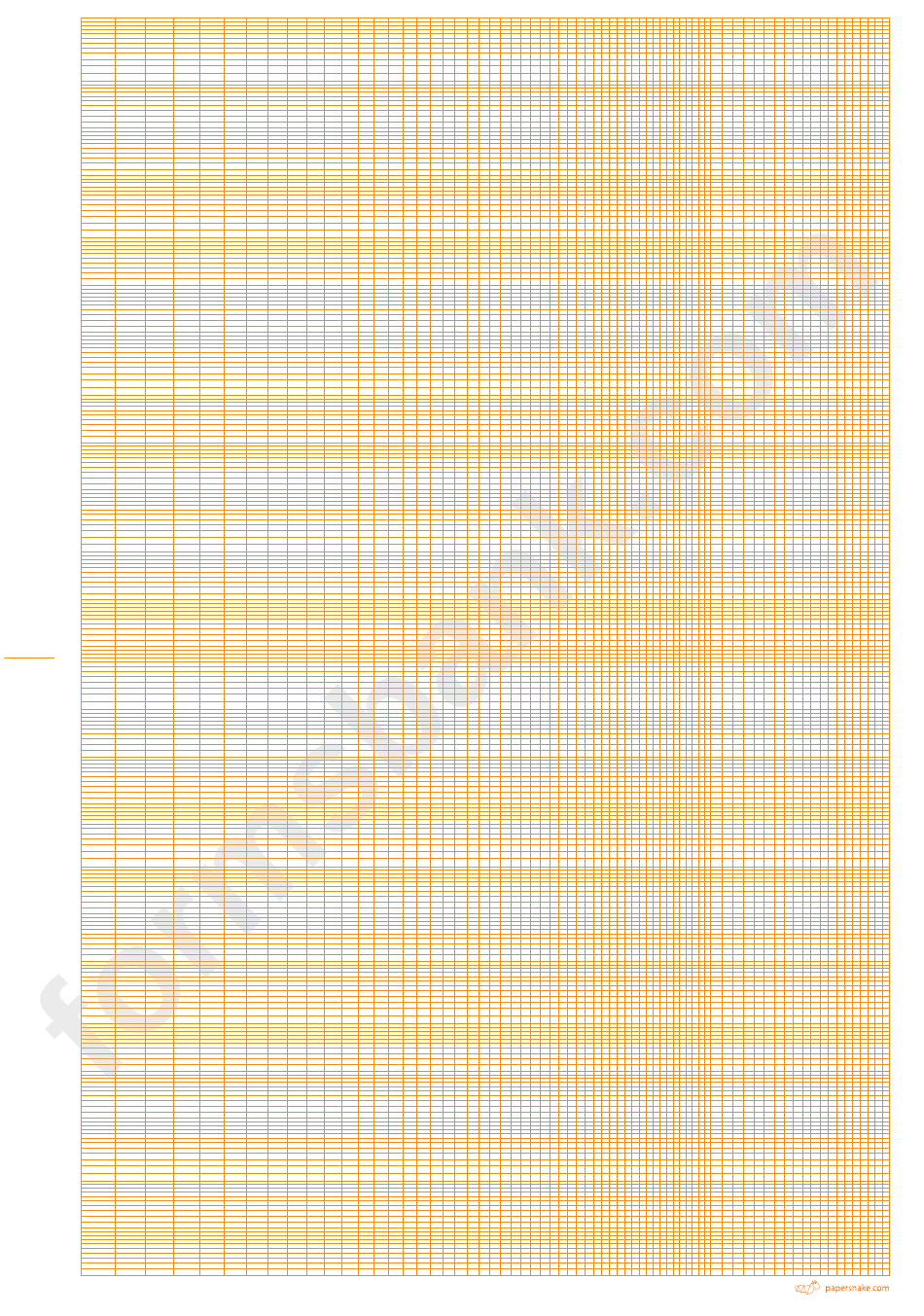 Logarithmic Graph Paper - 8 Decades (Orange On White)