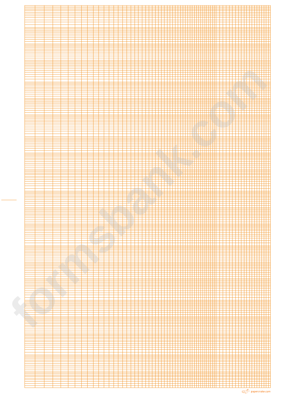 Logarithmic Graph Paper - 7 Decades (Orange On White)