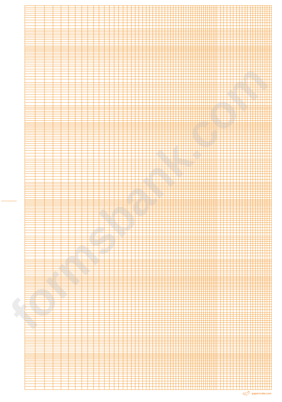 Logarithmic Graph Paper - 5 Decades (Orange On White)