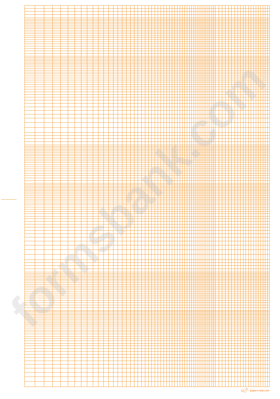 Logarithmic Graph Paper - 3 Decades (Orange On White)