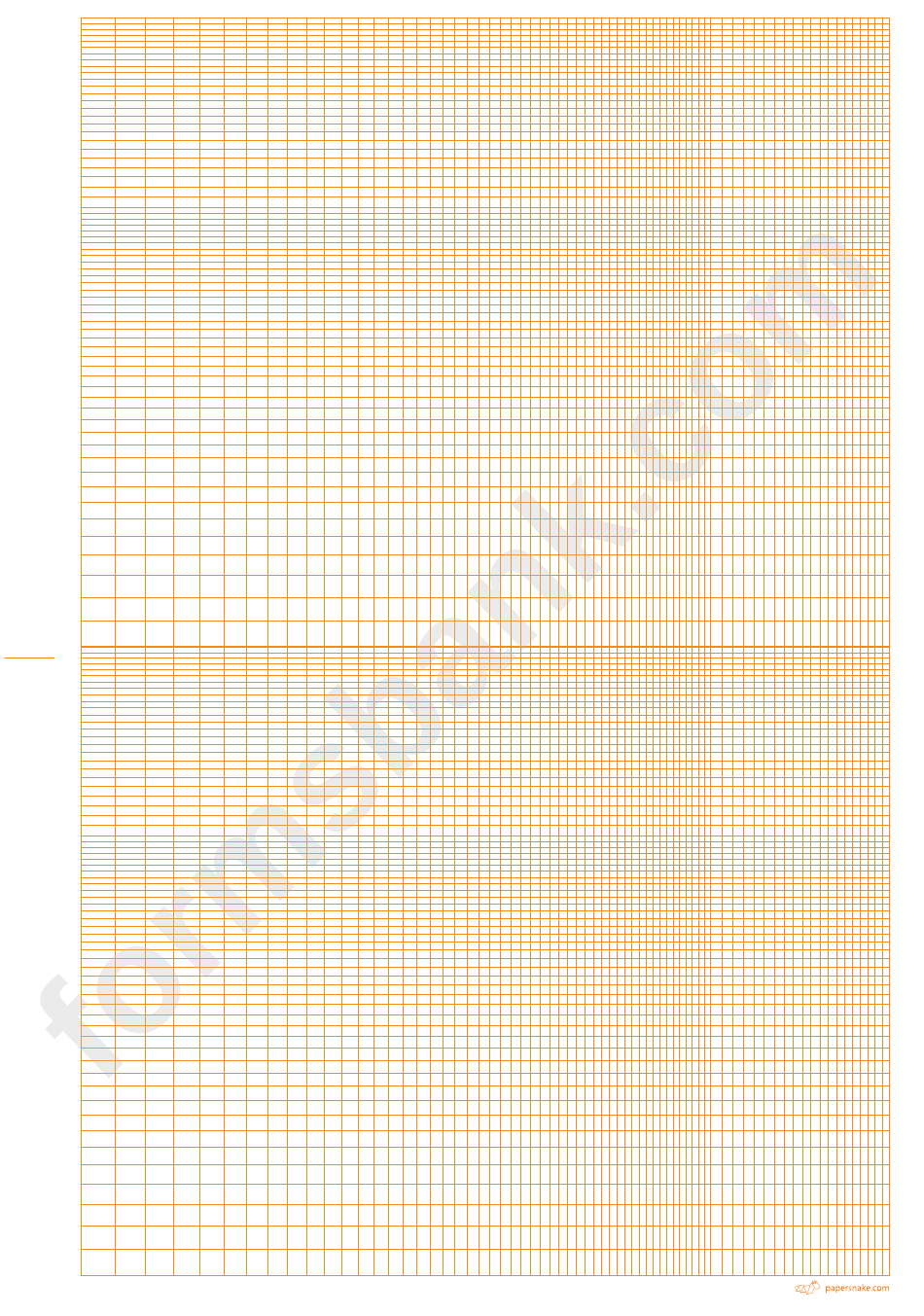 Logarithmic Graph Paper - 2 Decades (Orange On White)