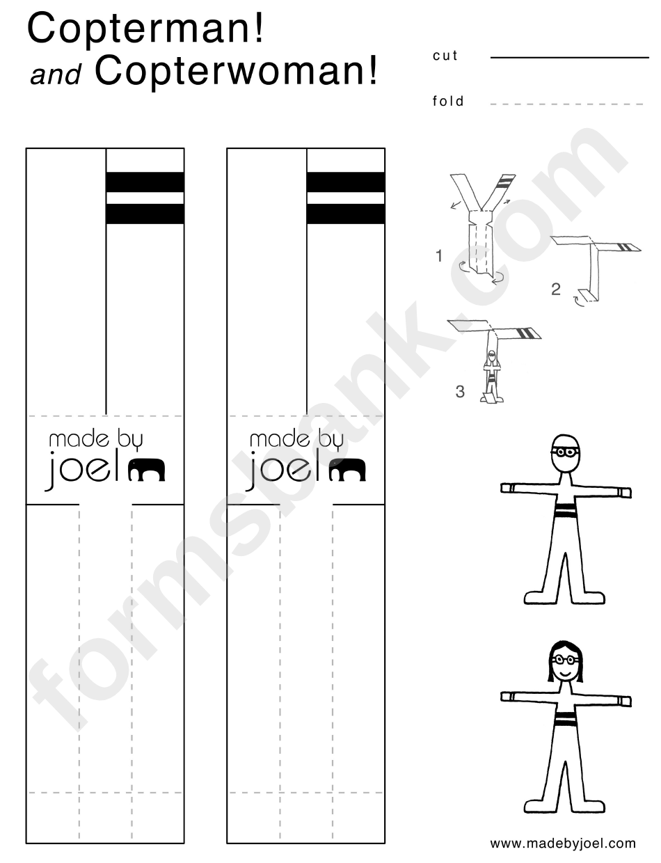 Copterman And Copterwoman Paper Template