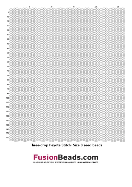 Three-Drop Peyote Stitch Graph Paper - Size 8 Seed Beads Printable pdf