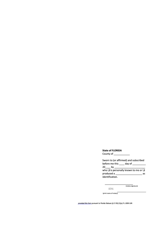 State Of Florida Notary Form Printable pdf