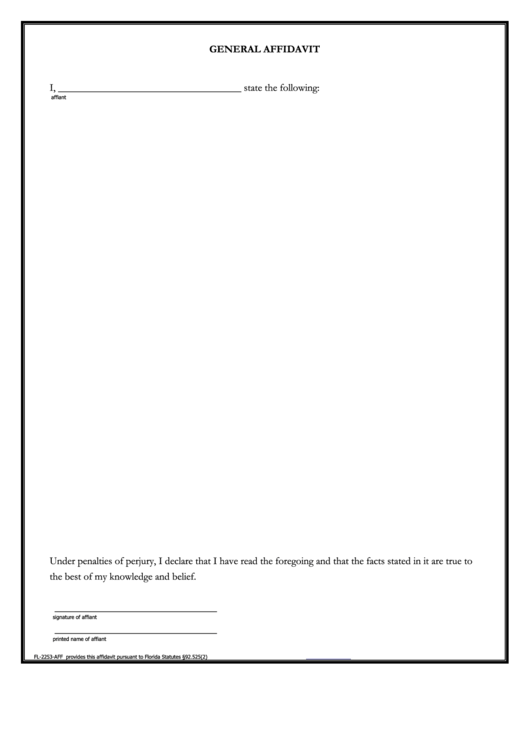 Fillable General Affidavit Form Printable pdf