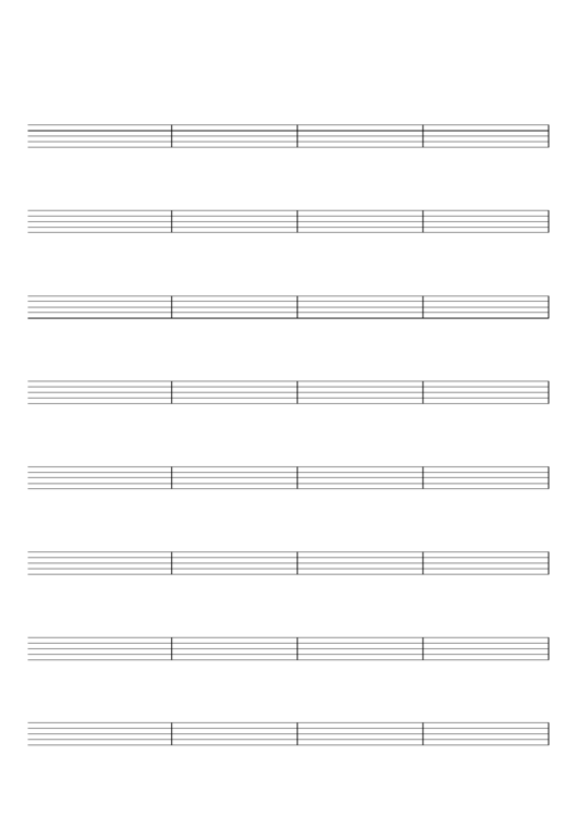 Blank Staff Paper - 8 Staves, 32 Bars Per Page Printable pdf