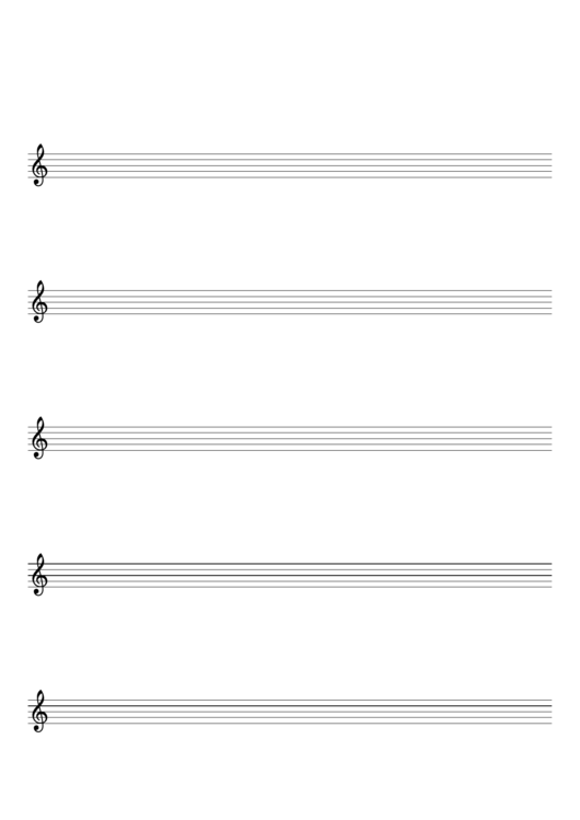 Blank Staff Paper - 5 Staves, Treble Clef Printable pdf