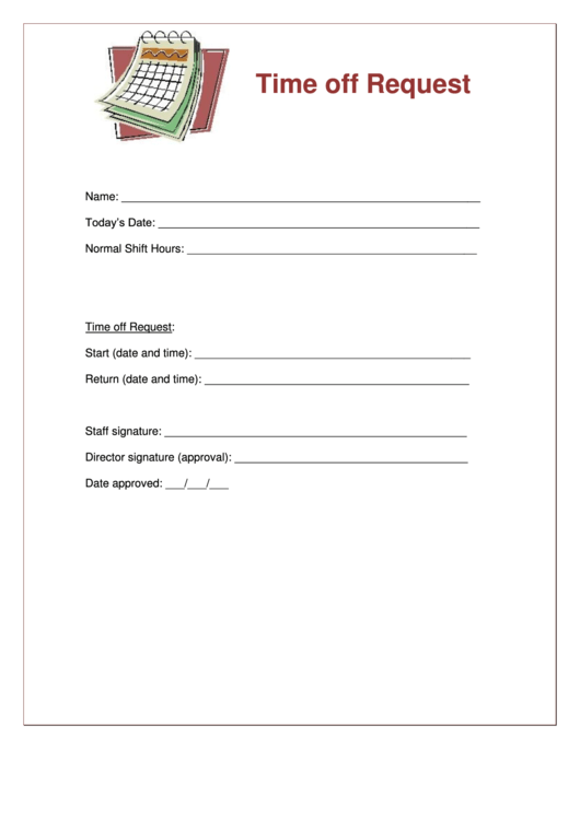 Time Off Request Printable pdf