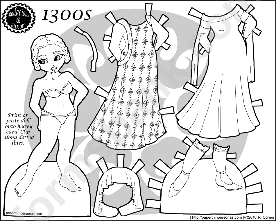 1300s Paper Doll Template