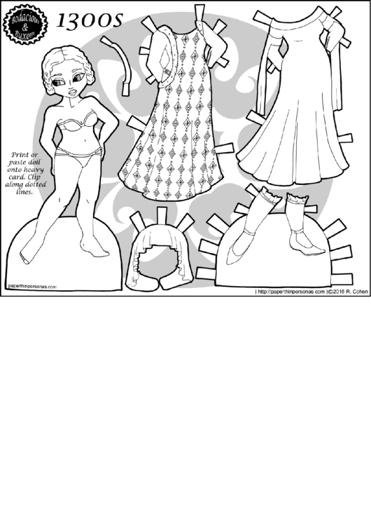 1300s Paper Doll Template Printable pdf