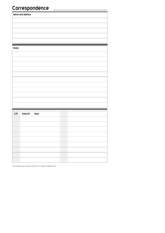Correspondence Tracker Template Printable pdf