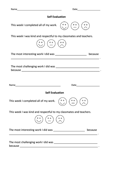 Self Evaluation Printable pdf