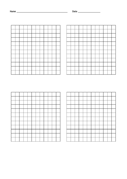 Blank Grid Paper - Four Per Page Printable pdf