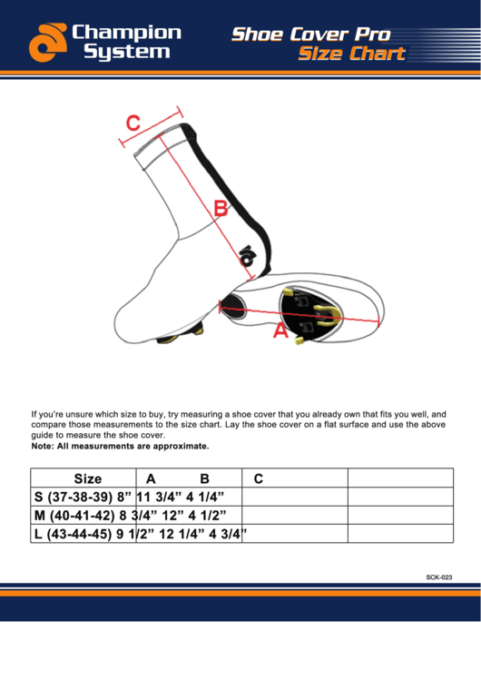 Shoe Cover Pro Size Chart Printable pdf
