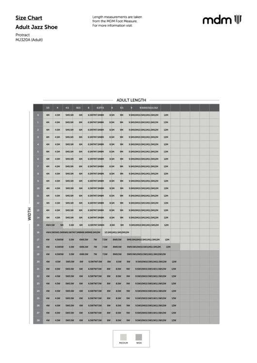 Mdm Adult Jazz Shoe Size Chart Printable pdf