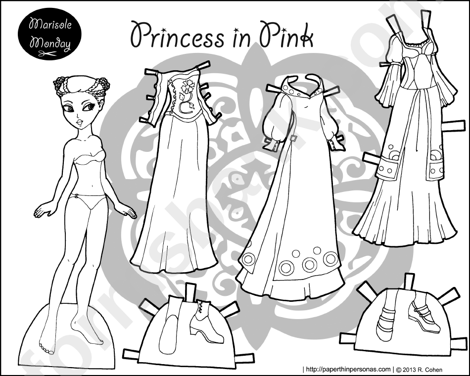 Princess In Pink Paper Doll Template