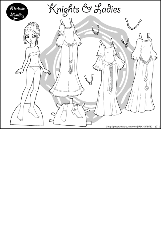 Knights & Ladies Paper Doll Template Printable pdf