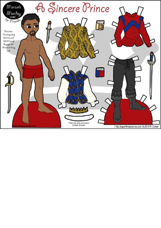 Sincere Prince Paper Doll Template Printable pdf