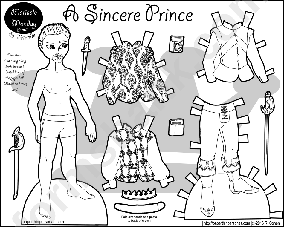 Sincere Prince Paper Doll Template