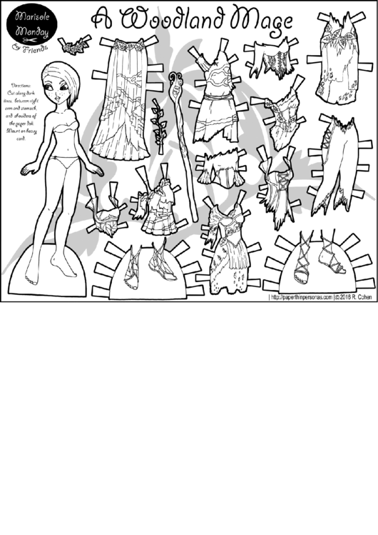 Woodland Mage Paper Doll Template Printable pdf